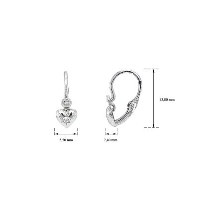 Khuyên tai hình trái tim cho trẻ em với đá zircon