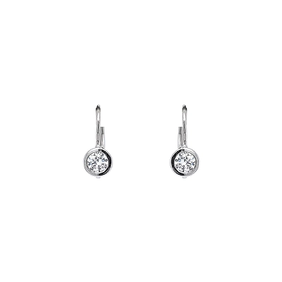 Khuyên tai bằng vàng trắng đính đá zircon trắng
