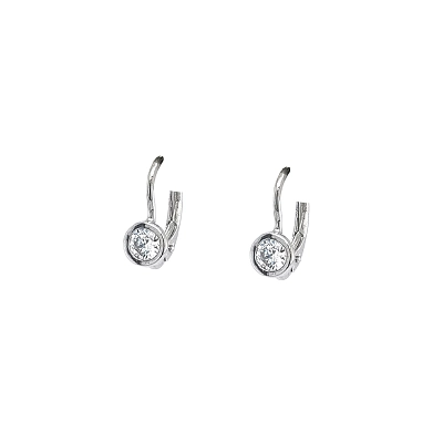 Khuyên tai bằng vàng trắng đính đá zircon trắng