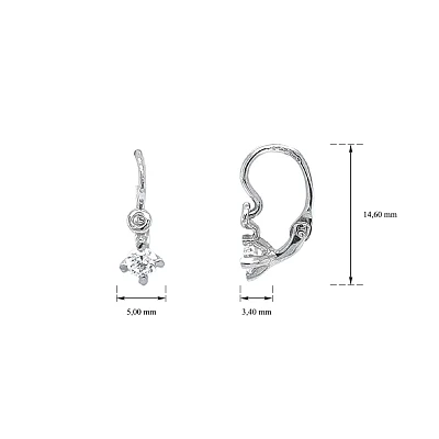 Vòng tai cho trẻ em với đá zircon trắng vàng