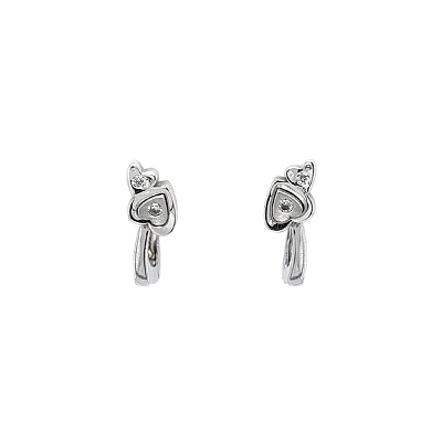 Bông tai hình trái tim đính đá zircon trong vàng trắng