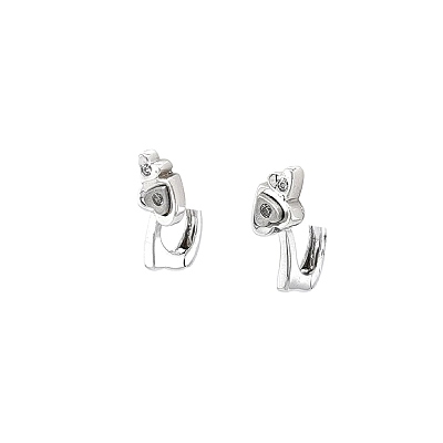 Bông tai hình trái tim đính đá zircon trong vàng trắng