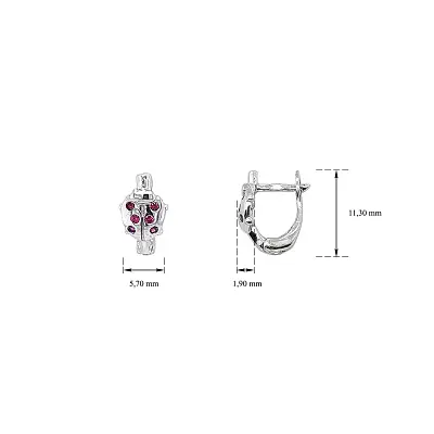 Khuyên tai hình con bọ rùa với đá hồng ngọc đỏ