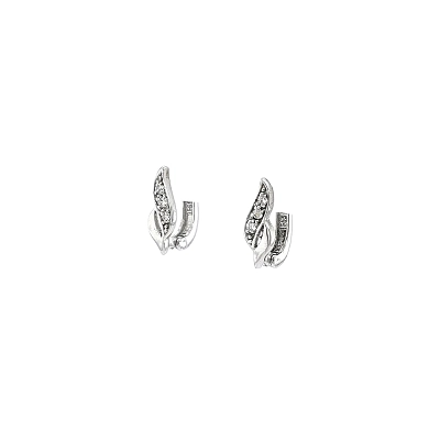 Vòng tai vàng trắng với họa tiết zircon tinh xảo