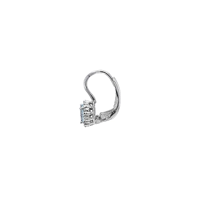 Vòng tai vàng trắng đính đá topaz xanh và zircon