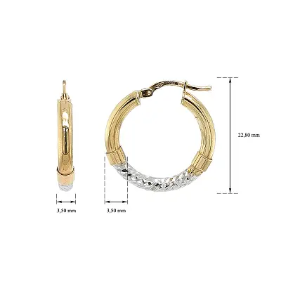 Vòng tai vàng sang trọng với sự kết hợp giữa vàng vàng và vàng trắng