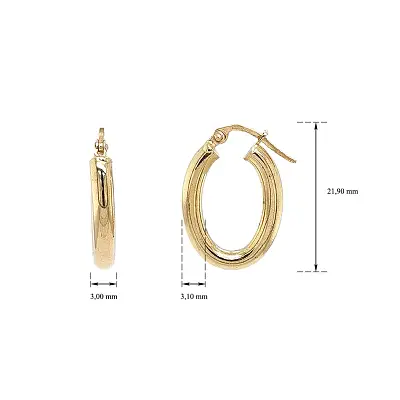 Hoa tai vàng vàng hình bầu dục thanh lịch