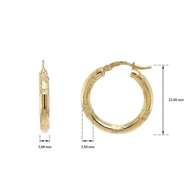 Bông tai vòng tròn vàng họa tiết tinh tế