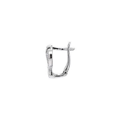 Vòng tai vàng trắng sáng bóng với đá zircon lấp lánh