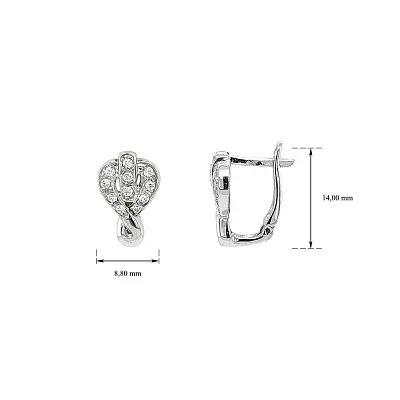 Vòng tai vàng trắng sáng bóng với đá zircon lấp lánh