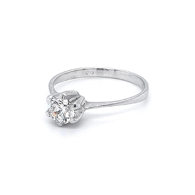 Nhẫn đính hôn bằng vàng trắng và zircon