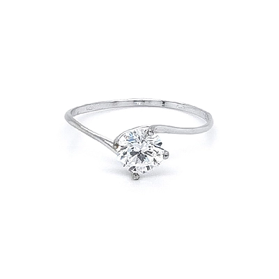 Nhẫn đính hôn bằng vàng trắng và zircon