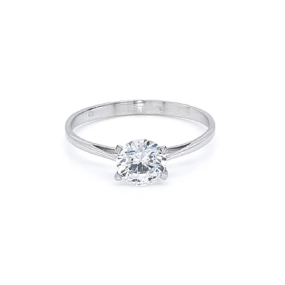 Nhẫn đính hôn bằng vàng trắng và zircon