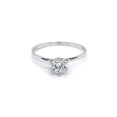 Nhẫn đính hôn bằng vàng trắng và zircon