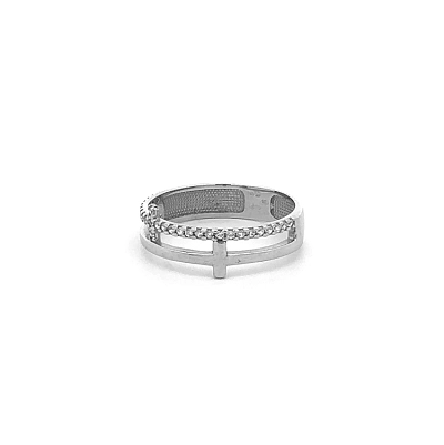 Nhẫn vàng trắng đính đá zircon