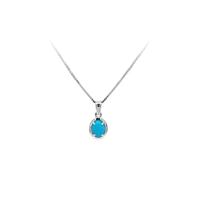 Mặt dây chuyền bằng vàng trắng đính đá turquoise