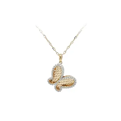 Mặt dây chuyền vàng hình bướm đính đá zircon