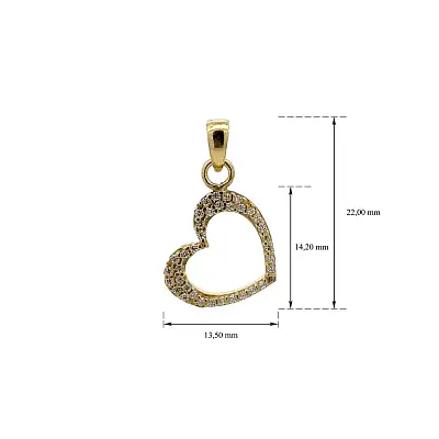 Mặt dây chuyền hình trái tim bằng vàng đính đá zircon