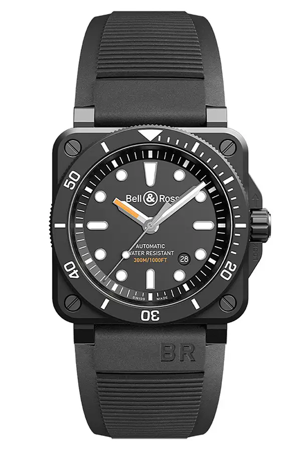 Bell &amp; Ross BR03-92 Diver Đen Mờ BR0392-D-BL-CE/SRB