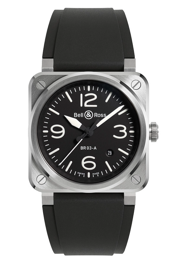 Bell &amp; Ross Mẫu mới BR-03 Thép đen BR03A-BL-ST/SRB