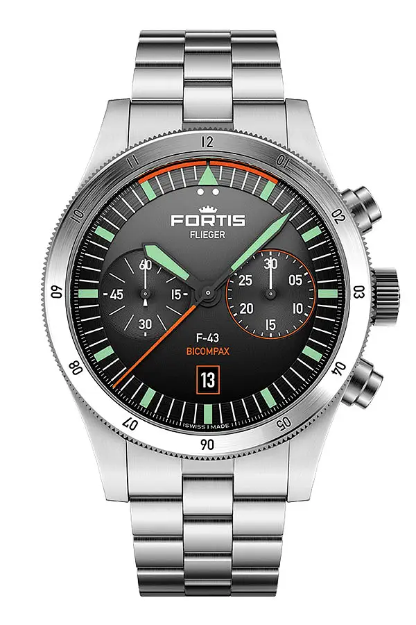 Fortis Flieger F-43 Bicompax Bản gốc trên dây đeo khối F4240004