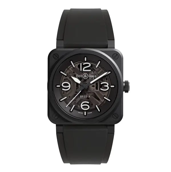 Bell &amp; Ross BR-03 Skeleton Đen Gốm BR03A-BL-SKCE/SRB