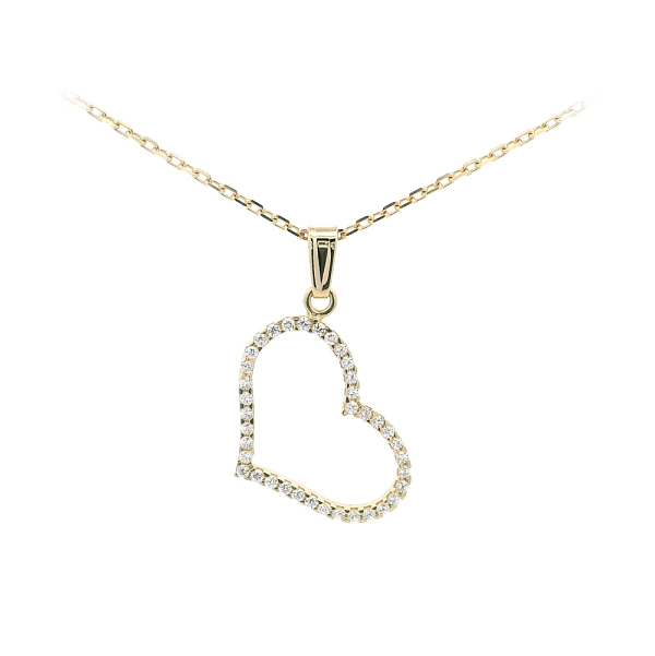 Mặt dây chuyền hình trái tim vàng tinh tế với đá Zircon lấp lánh