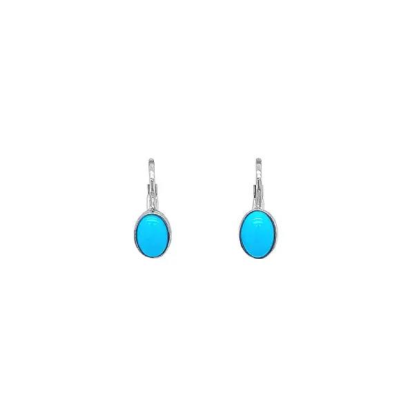 Bông tai vàng trắng với đá xanh turquoise