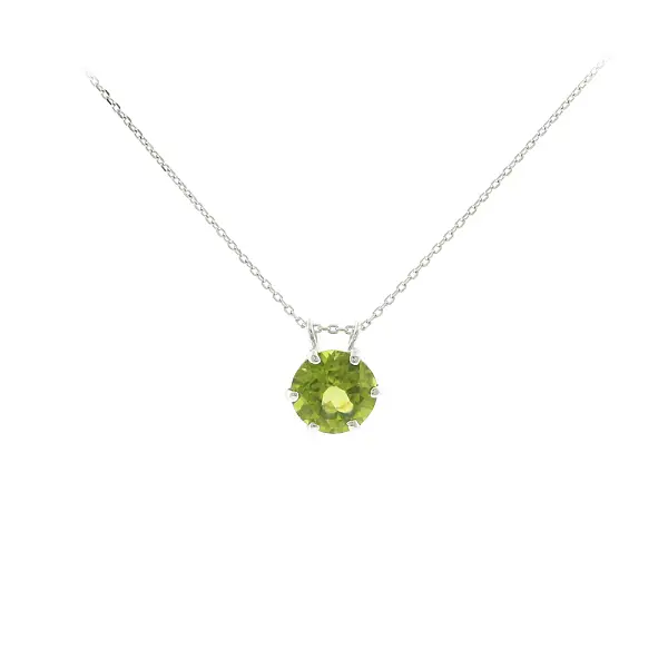 Mặt dây chuyền vàng trắng với đá peridot tự nhiên 2,00 ct