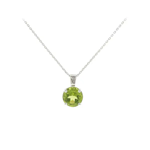 Mặt dây chuyền thanh lịch vàng trắng 18K với peridot 1,90 ct