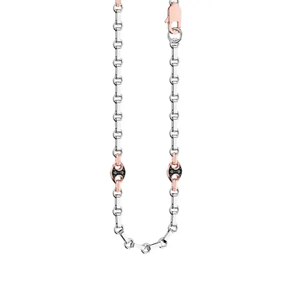 Vòng cổ nam bằng vàng với đá kim cương đen