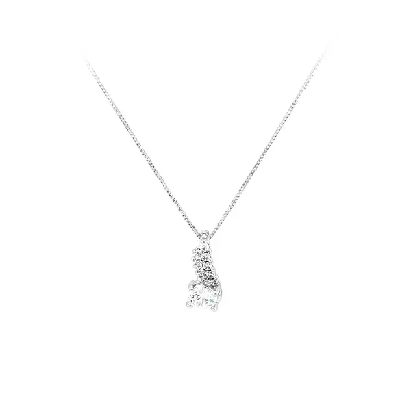 Vòng cổ với đá zircon trắng và vàng trắng