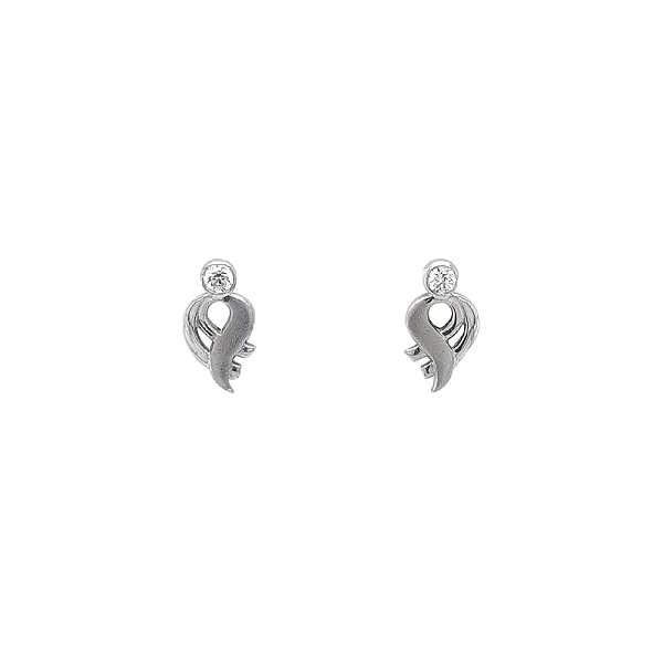 Khuyên tai bằng vàng trắng đính đá zircon trắng