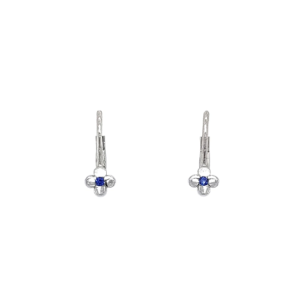 Bông tai vàng trắng hình hoa với đá sapphire