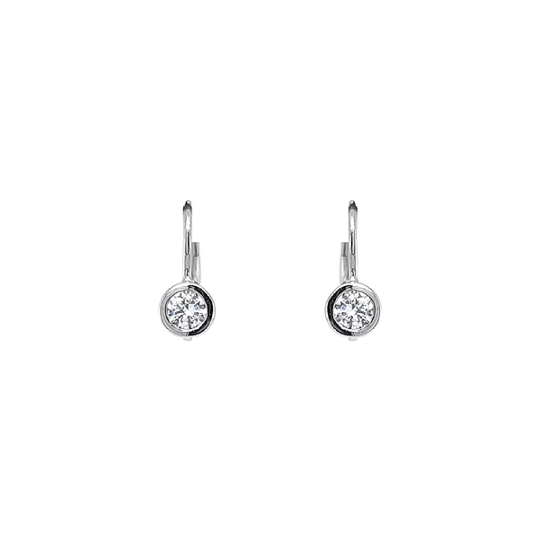 Khuyên tai bằng vàng trắng đính đá zircon trắng