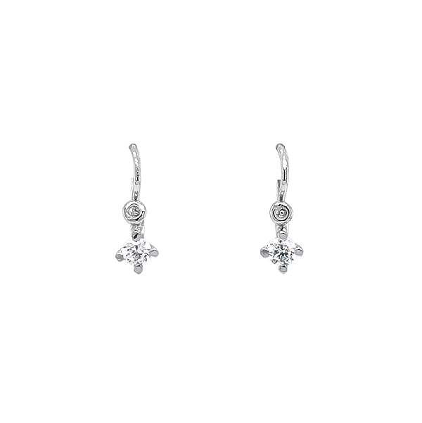 Vòng tai cho trẻ em với đá zircon trắng vàng