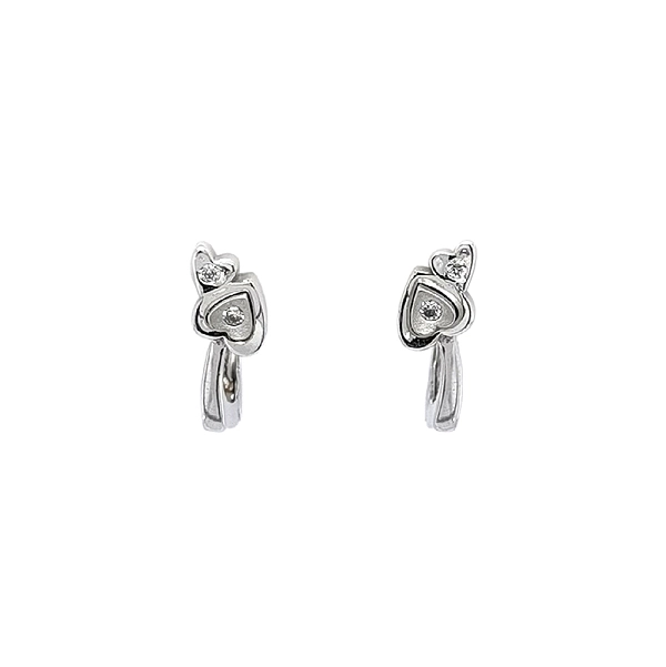 Bông tai hình trái tim đính đá zircon trong vàng trắng