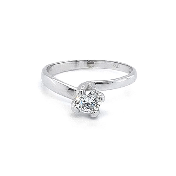 Nhẫn đính hôn bằng vàng trắng và zircon