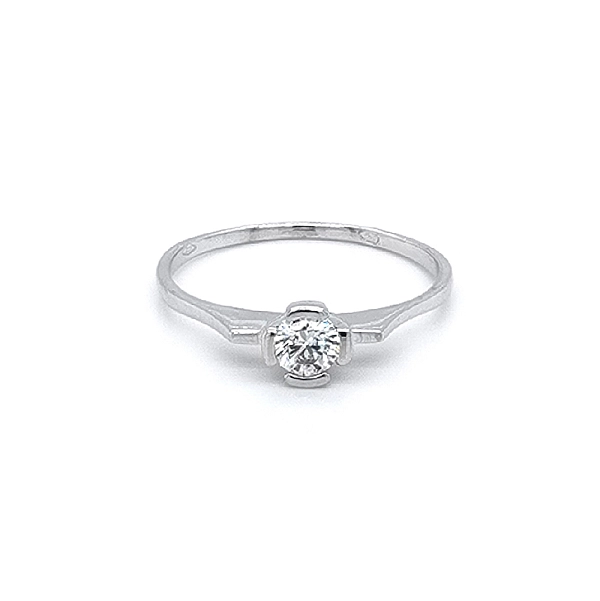 Nhẫn đính hôn bằng vàng trắng và zircon