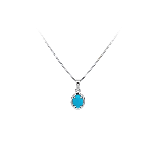Mặt dây chuyền bằng vàng trắng đính đá turquoise