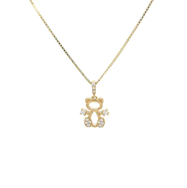 Mặt dây chuyền gấu Teddy bằng vàng với đá zircon