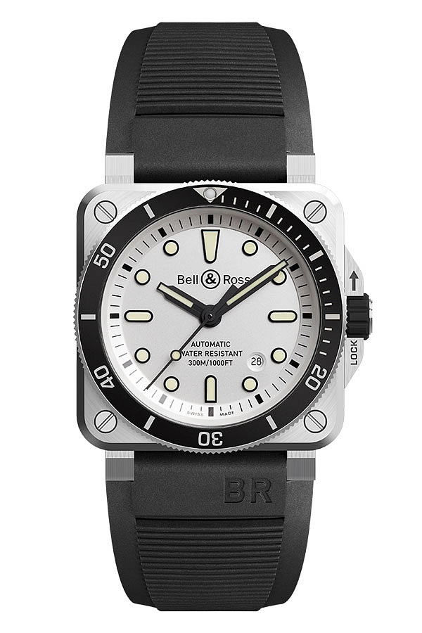 Bell &amp; Ross BR03-92 Diver Trắng BR0392-D-WH-ST/SRB