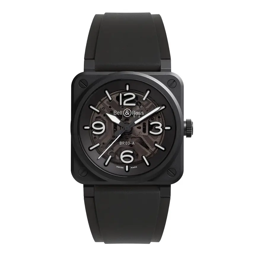 Bell &amp; Ross BR-03 Skeleton Đen Gốm BR03A-BL-SKCE/SRB
