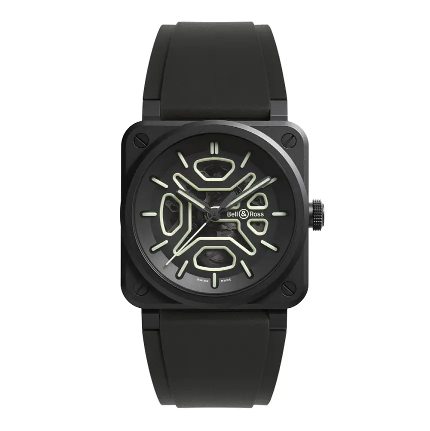 Bell &amp; Ross BR-03 Skeleton Lum Ceramic BR03A-LM-SKCE/SRB