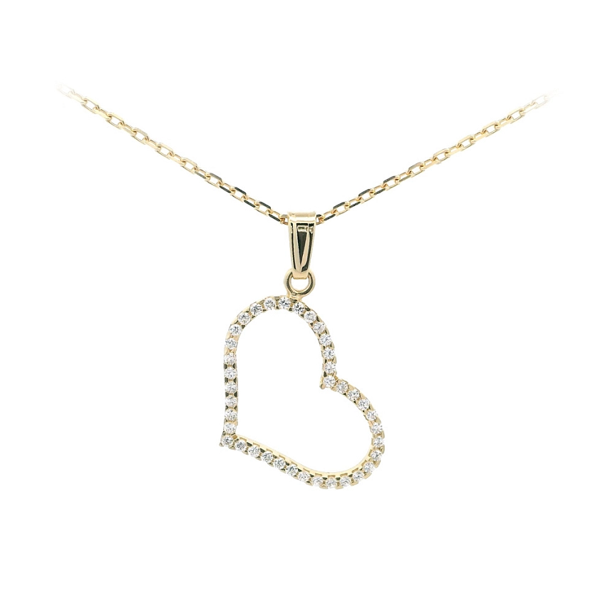 Mặt dây chuyền hình trái tim vàng tinh tế với đá Zircon lấp lánh