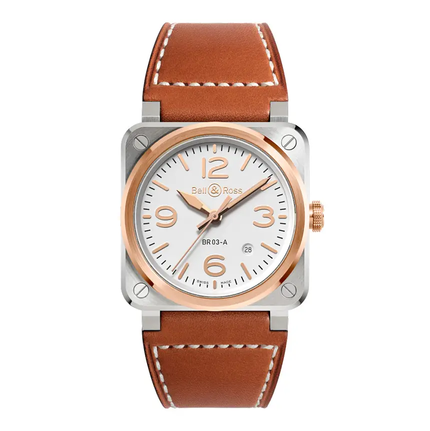 Bell &amp; Ross BR 03 Thép Trắng &amp; Vàng BR03A-WH-STPG/SCA