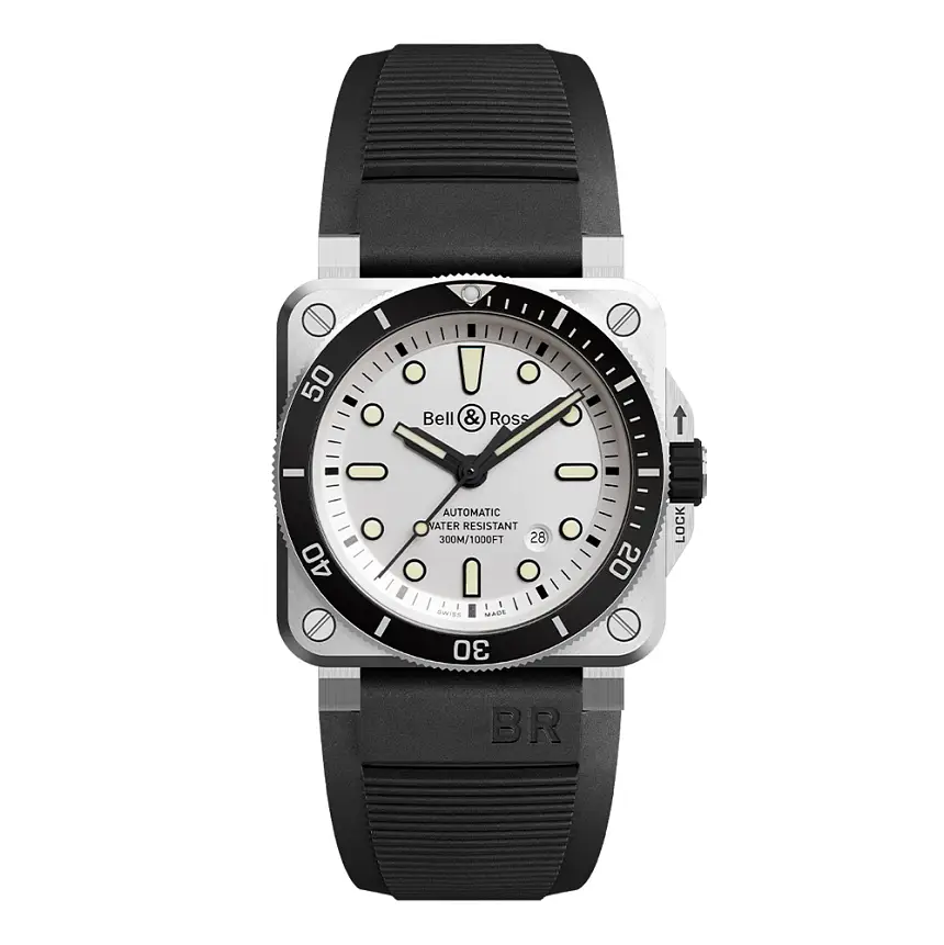 Bell &amp; Ross BR03-92 Diver Trắng BR0392-D-WH-ST/SRB