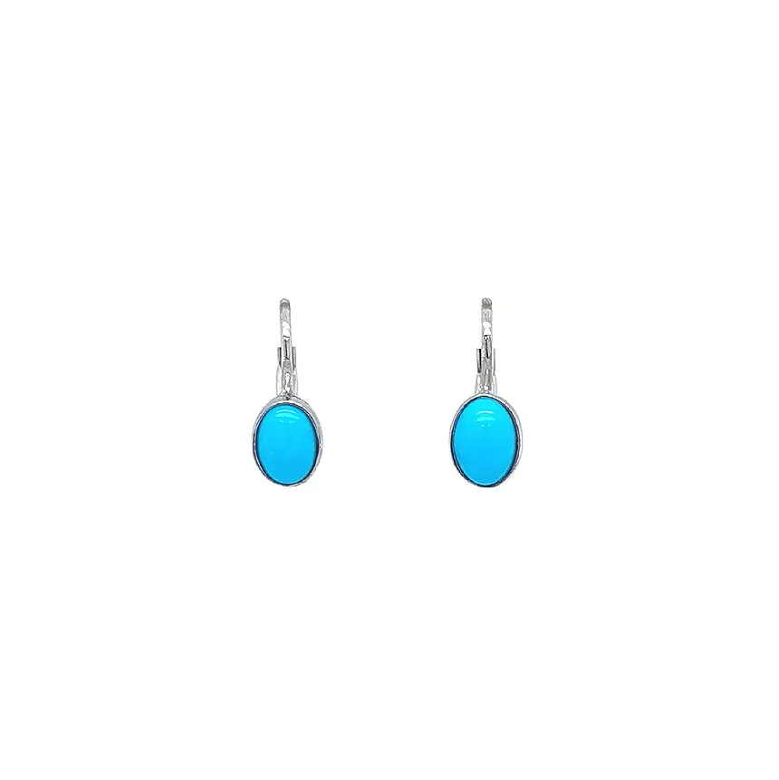 Bông tai vàng trắng với đá xanh turquoise