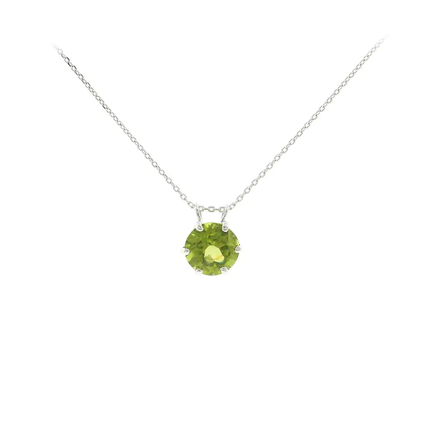 Mặt dây chuyền vàng trắng với đá peridot tự nhiên 2,00 ct