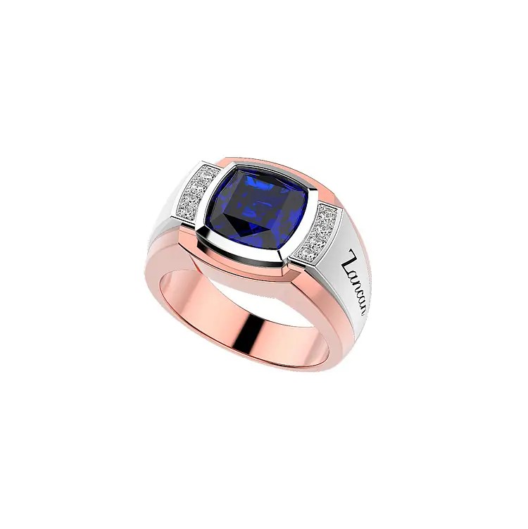 Nhẫn nam vàng Zancan đính sapphire và kim cương